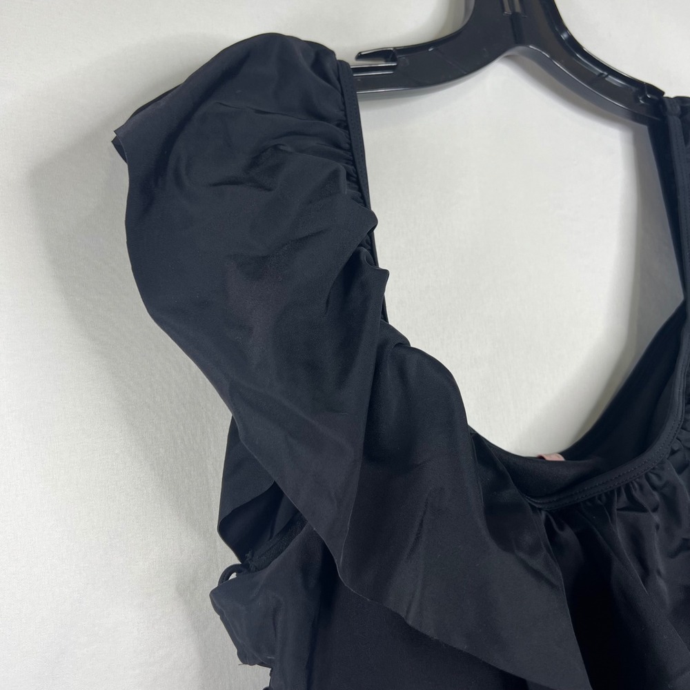 NEW Lace Up Black One Piece Swimsuit Womens 3X Ruffle Sexy Plus Size Beachwear - Picture 6 of 11